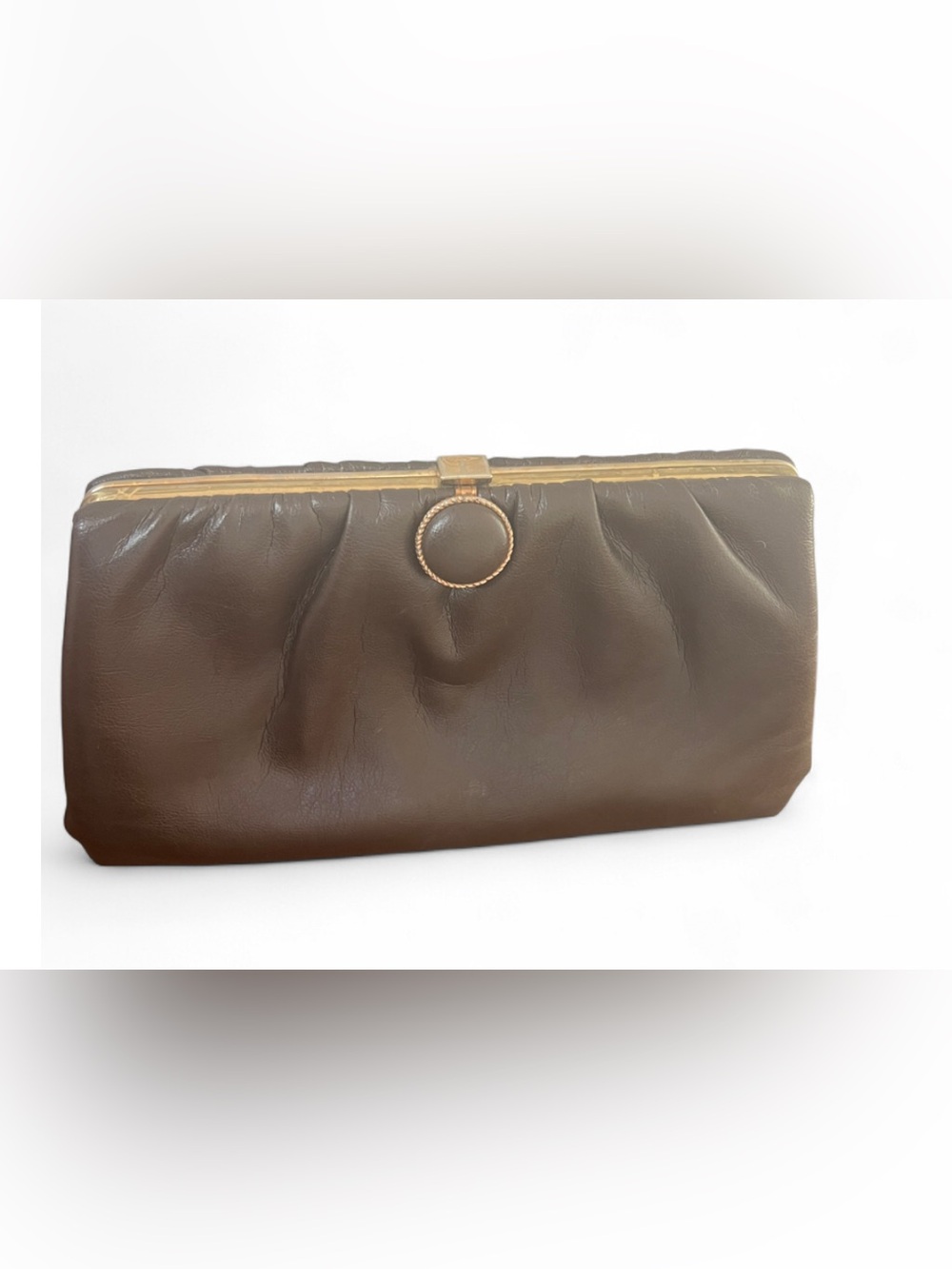 Vintage 50s / 60s chocolate brown lambskin leather clutch